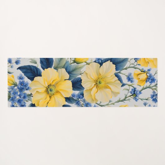 Mooie gele en blauwe bloemen yogamat (Achterkant (horizontaal))
