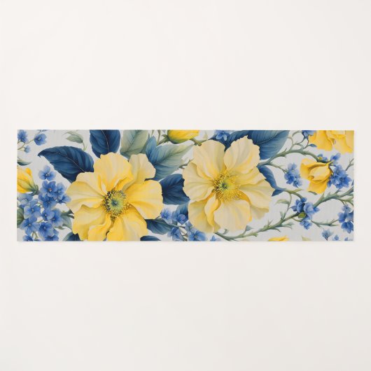 Mooie gele en blauwe bloemen yogamat (Voorkant (horizontaal))