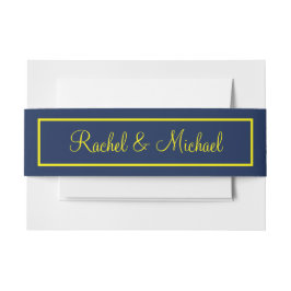 Mooie gele en blauwe bruiloft uitnodigingen wikkel