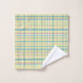 Mooie Gele en Blauwe Ruit Monogram Bad Handdoek (Wasdoekje)