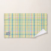 Mooie Gele en Blauwe Ruit Monogram Bad Handdoek (Handdoek)