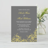 Mooie gele en grijze Floral bruiloft Kaart (Staand voorkant)