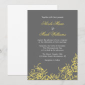 Mooie gele en grijze Floral bruiloft Kaart (Voorkant / Achterkant)