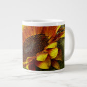 Mooie gele en Oranje zonnebloem Jumbo-Mok Grote Koffiekop (Voorkant rechts)