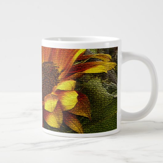 Mooie gele en Oranje zonnebloem Jumbo-Mok Grote Koffiekop (Rechts)