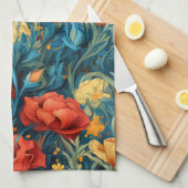 Mooie gele en rode bloemen Botanische Print Theedoek (Quarter Fold)