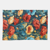 Mooie gele en rode bloemen Botanische Print Theedoek (Horizontaal)