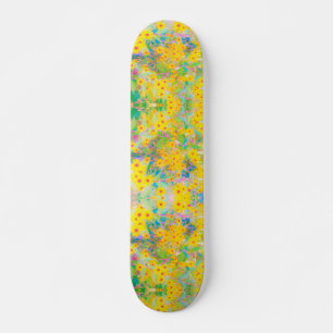 Mooie Gele en Rode Bloemen met Turkoois Persoonlijk Skateboard