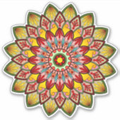 Mooie Gele en rode mandala Sticker (Voorkant)