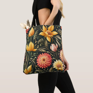 Mooie gele en roze bloemen in Bloom Tote Bag