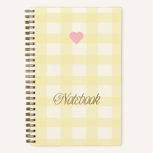 Mooie gele en witte gingham notitieboek (Voorkant)