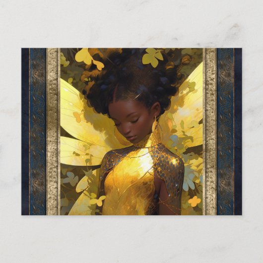Mooie gele fee vrouw fantasy kunst briefkaart (Voorkant)