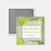 Mooie Gele Floral bespaart de datum Magneet (Voorkant / Achterkant)