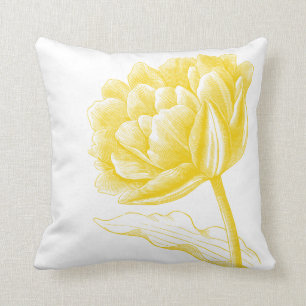 Mooie gele  Floral Illustratie Kussen