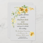 Mooie Gele Florals Grijze Weddenschap Kaart (Voorkant / Achterkant)