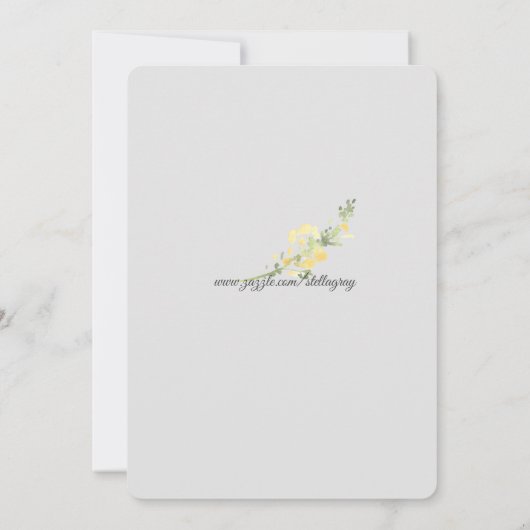 Mooie Gele Florals Grijze Weddenschap Kaart (Achterkant)