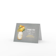 Mooie gele geschilderde weckpot bedankkaartjes