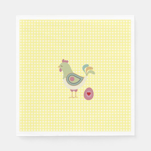 Mooie Gele Gingham Kip Servetten (Voorkant)