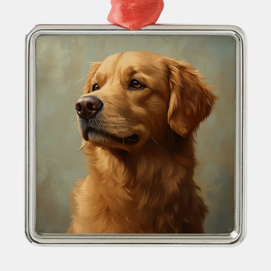 MOOIE GELE GOLDEN RETRIEVER HOND METALEN ORNAMENT (Voorkant)