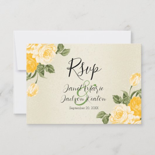 Mooie Gele gouden Floral - RSVP (Voorkant)