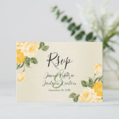 Mooie Gele gouden Floral - RSVP (Staand voorkant)