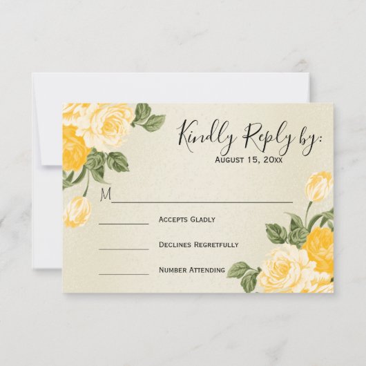 Mooie Gele gouden Floral - RSVP (Achterkant)