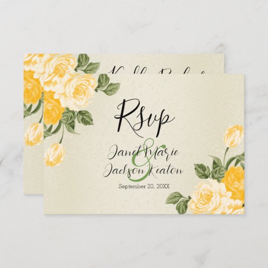 Mooie Gele gouden Floral - RSVP (Voorkant / Achterkant)