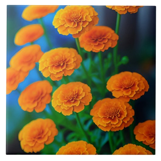 Mooie gele goudsbloem bloemen tegeltje (Voorkant)