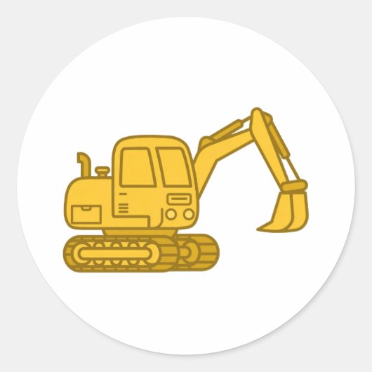 Mooie Gele Graafmachine Sticker - Bouwtruck (Voorkant)