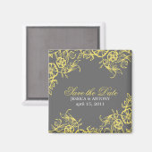 Mooie Gele & Grijze Douane Sla de Datum op Magneet (Voorkant / Achterkant)