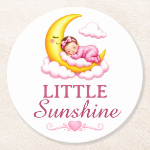 Mooie Gele Halvemaan Baby Shower Ronde Kartonnen Onderzetter