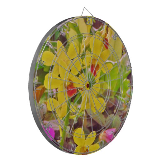 Mooie gele herfstorchideeën dartbord (Voorkant Links)