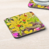 Mooie gele herfstorchideeën drankjes onderzetter (Linkerzijde)