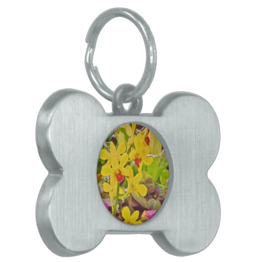 Mooie gele herfstorchideeën huisdieren naamplaatje (Voorkant Links)