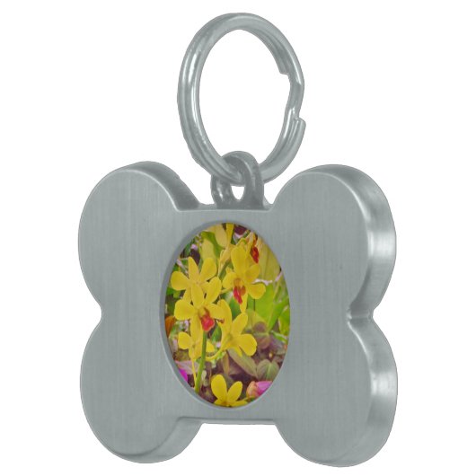 Mooie gele herfstorchideeën huisdieren naamplaatje (Voorkant Rechts)