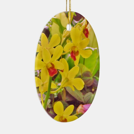 Mooie gele herfstorchideeën keramisch ornament (Rechts)