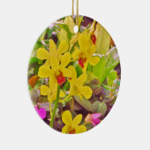 Mooie gele herfstorchideeën keramisch ornament (Rechts)