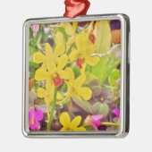 Mooie gele herfstorchideeën metalen ornament (Links)