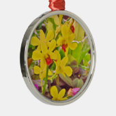 Mooie gele herfstorchideeën metalen ornament (Rechts)