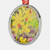 Mooie gele herfstorchideeën metalen ornament (Links)