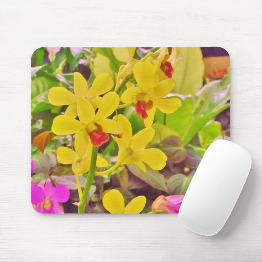 Mooie gele herfstorchideeën muismat (Met muis)