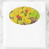 Mooie gele herfstorchideeën ovale sticker (Tas)