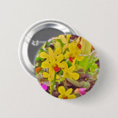 Mooie gele herfstorchideeën ronde button 5,7 cm (Voorkant /achterkant)