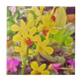 Mooie gele herfstorchideeën tegeltje (Voorkant)