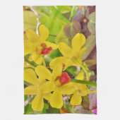 Mooie gele herfstorchideeën theedoek (Verticaal)