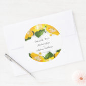 Mooie Gele Hibiscus Bloem Kunst Bedankt Ronde Sticker (Envelop)
