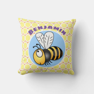 Mooie gele hommel cartoonillustratie kussen