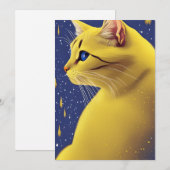 Mooie gele kat met blauwe ogen feestdagenkaart (Voorkant / Achterkant)