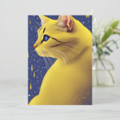 Mooie gele kat met blauwe ogen feestdagenkaart (Staand voorkant)