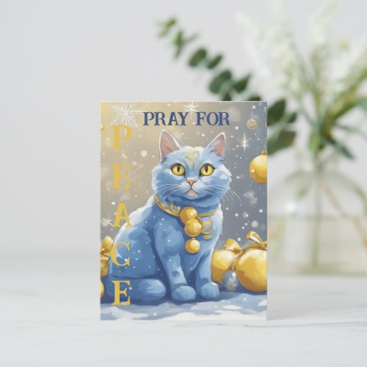 Mooie gele kat met blauwe ogen - oekraïne briefkaart (Staand voorkant)